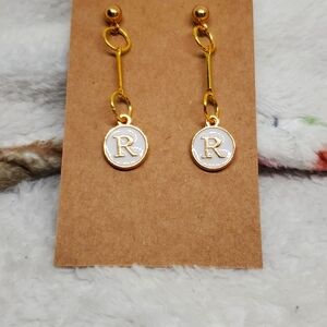 7/$10 R Initial Earrings, New